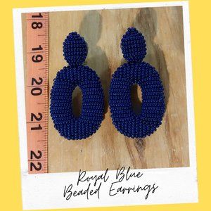 Royal Blue Beaded Earrings